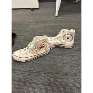 Limited Edition Embroidered Converse Hightop Sneakers- size 6